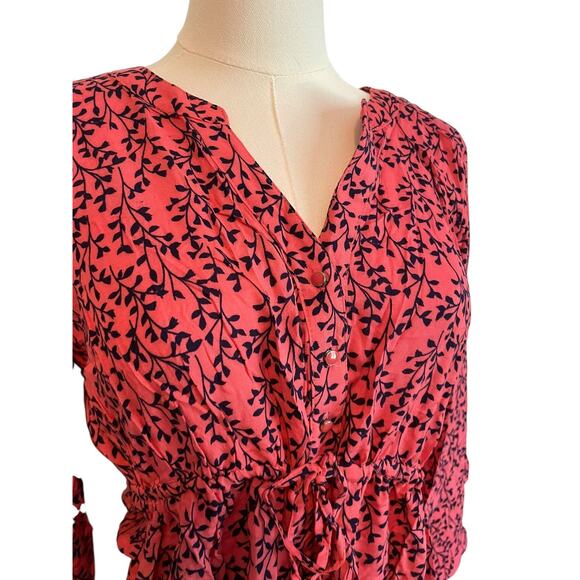 Motherhood Maternity Tunic Top Womens M Floral Peasant Fairy Drawstring Waist - Picture 2 of 10